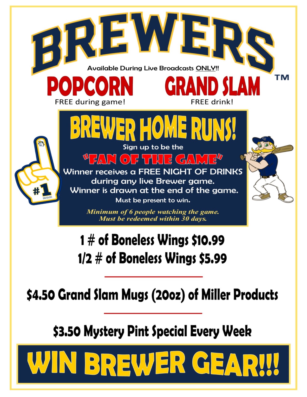 King Pin Lanes > SPECIALS > BREWER GAME SPECIALS